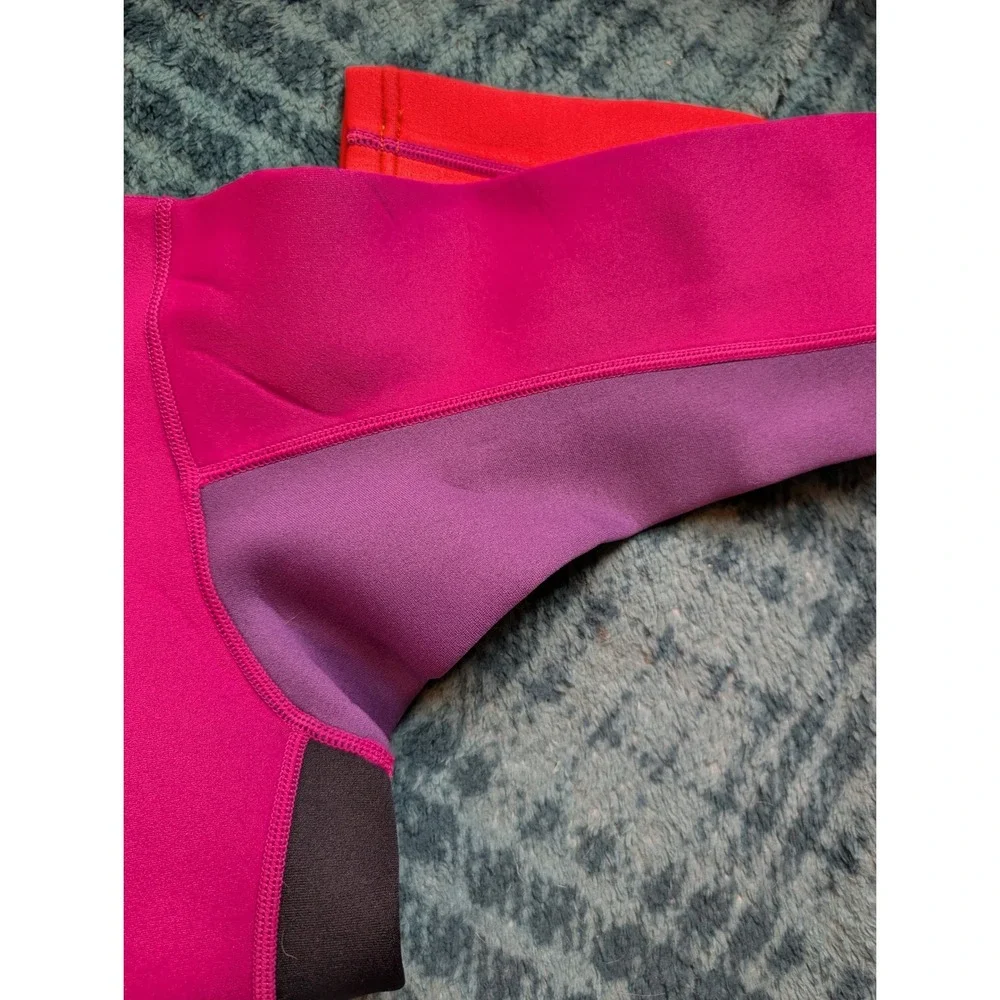 Lemorecn Kids Wetsuit Top Long Sleeve Neoprene Zip Front Colorblock Pink Size 6